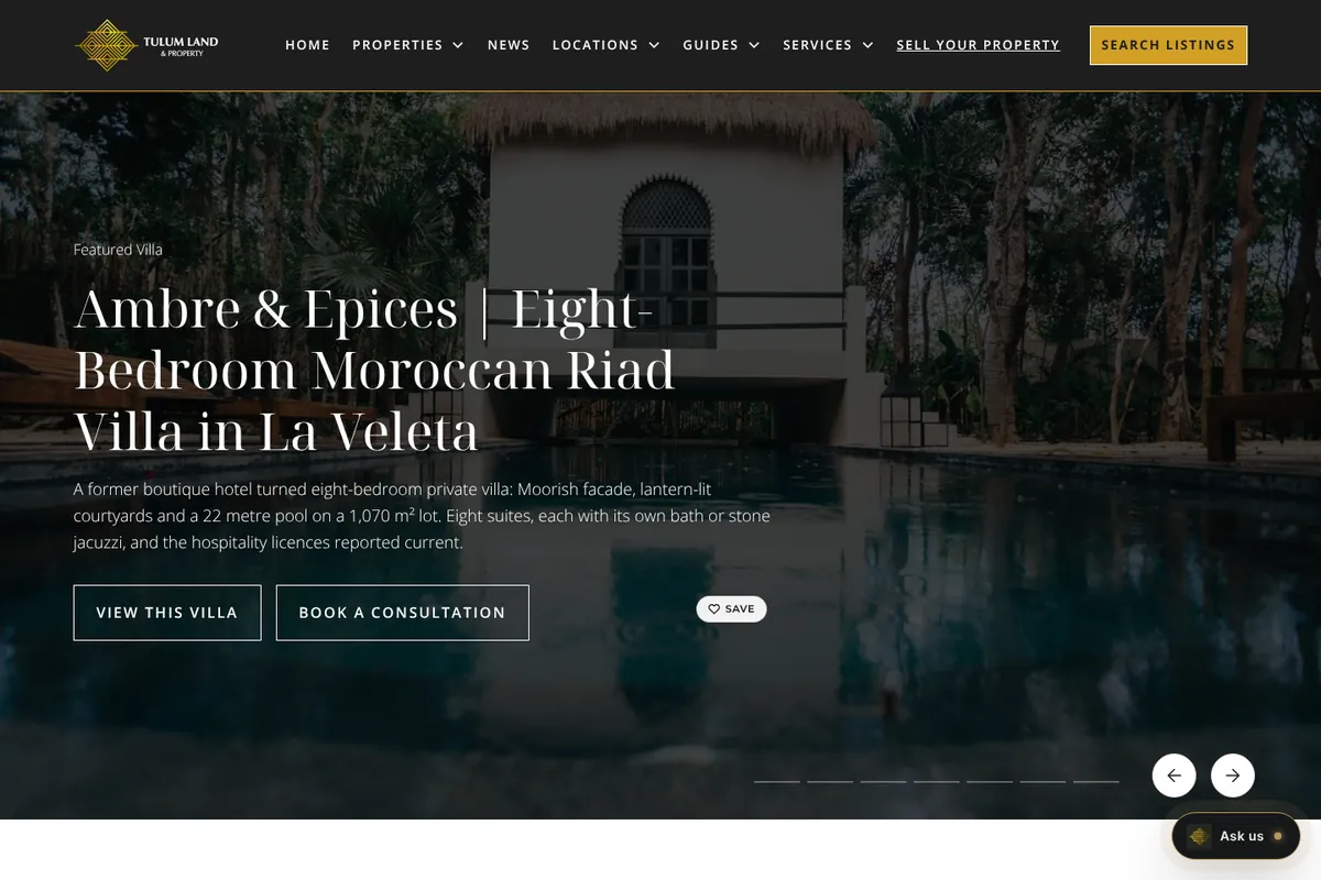 Sitio web de Tulum Land & Property